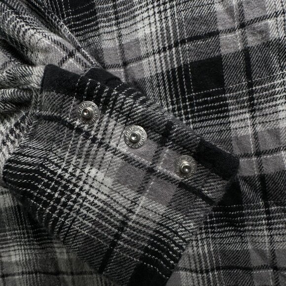 Wrangler Pearl Snap Flannel Shirt Long Sleeve Black Plaid 2XT Tall Cotton Adult - Picture 11 of 13